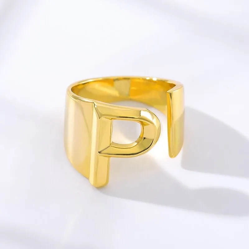 Meaningful Personalized A-Z Initial Letter Adjustable Rings