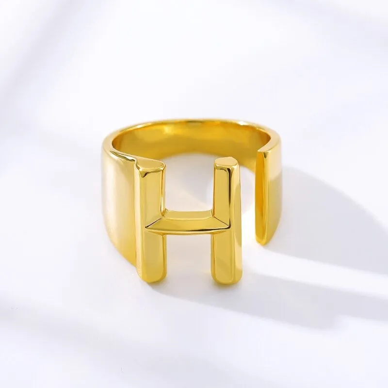 Meaningful Personalized A-Z Initial Letter Adjustable Rings