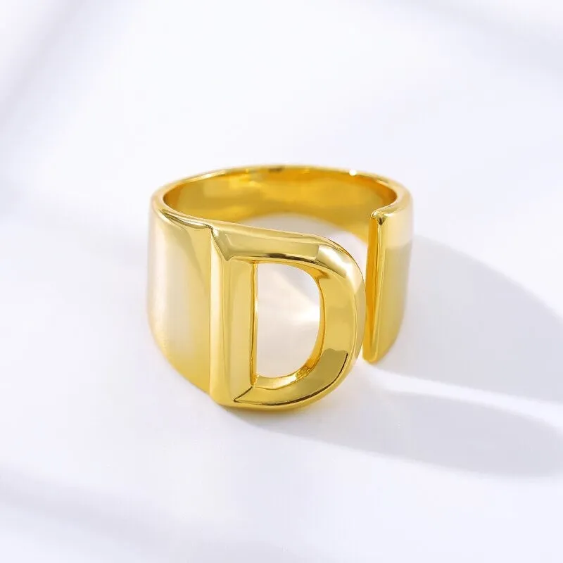 Meaningful Personalized A-Z Initial Letter Adjustable Rings