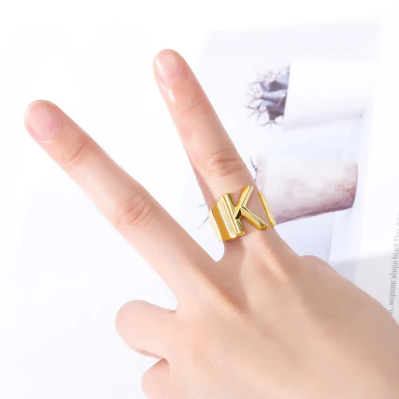 Meaningful Personalized A-Z Initial Letter Adjustable Rings