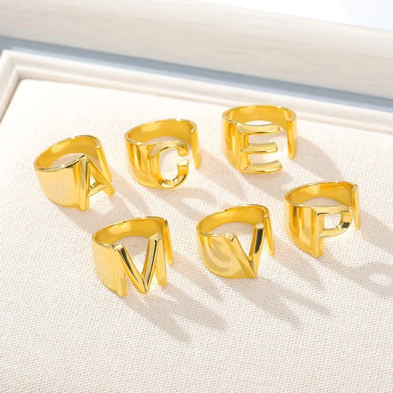 Meaningful Personalized A-Z Initial Letter Adjustable Rings