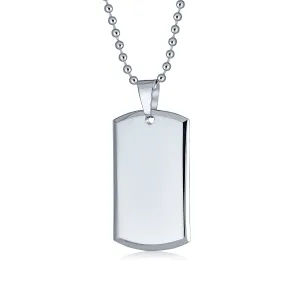 Men's Military Dog Tag Pendant Necklace Silver Tone Stainless Steel 24" Chain