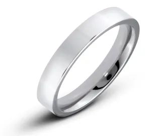 Men's Stainless Steel Flat 4mm Polished Comfort Fit Wedding Band Ring