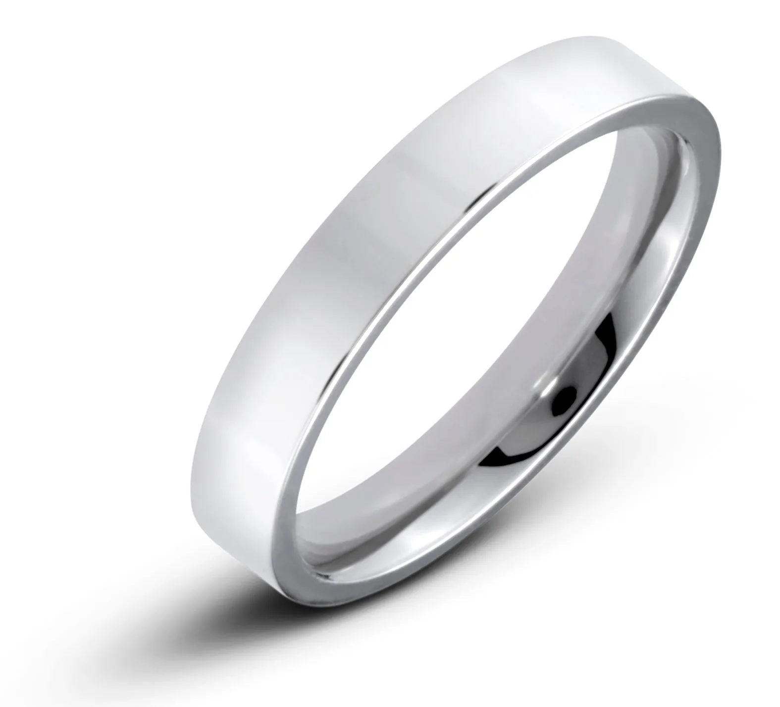 Men's Stainless Steel Flat 4mm Polished Comfort Fit Wedding Band Ring