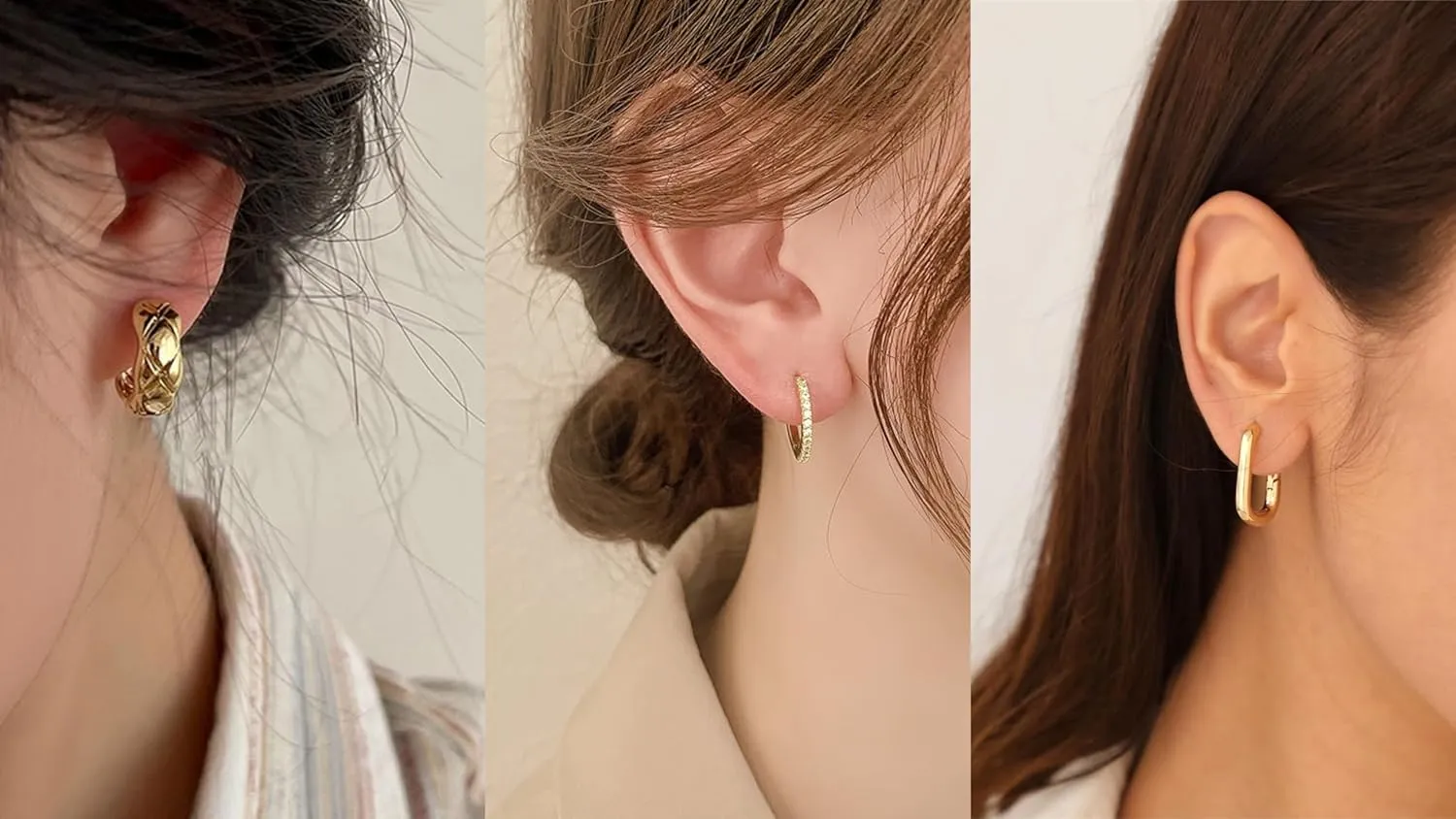 MIDEEO Gold/Sliver Chunky Hoop Earrings Set for Women, 14K Gold Plated Twisted Huggie Hoop Earring Hypoallergenic Thick Open Lightweight Chunky Hoop Earrings Jewelry for Gifts
