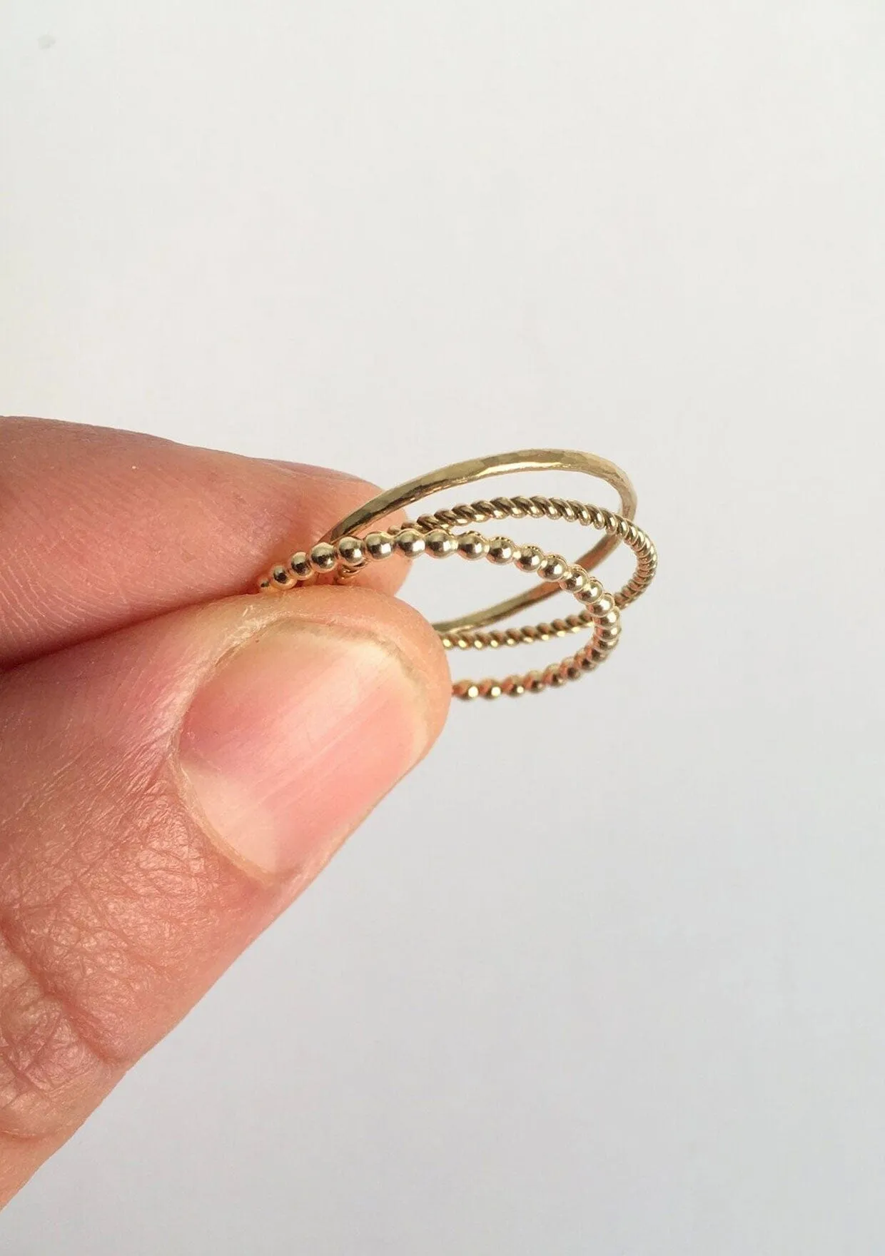 Moon Pi Gold Fill Pebble Stacking Ring