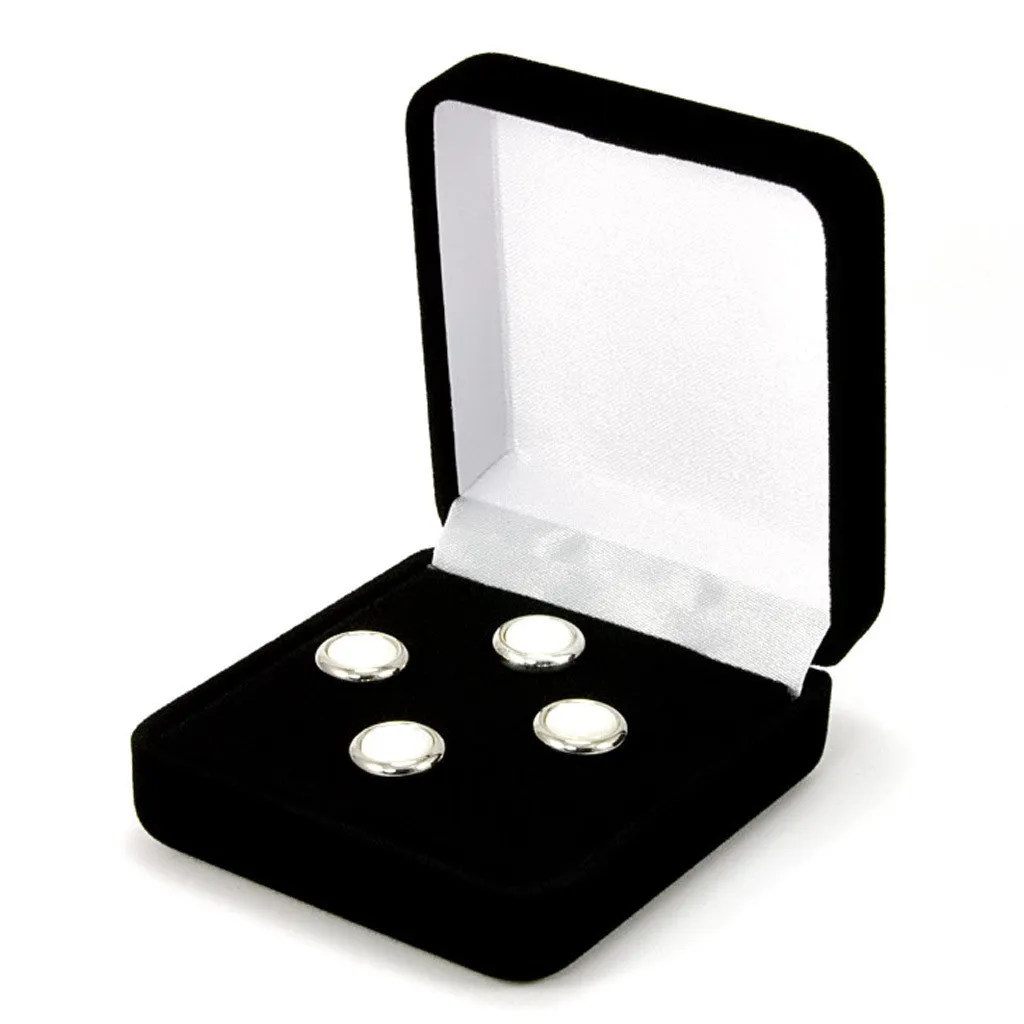 Mother of Pearl Silver Tuxedo Shirt Stud Set