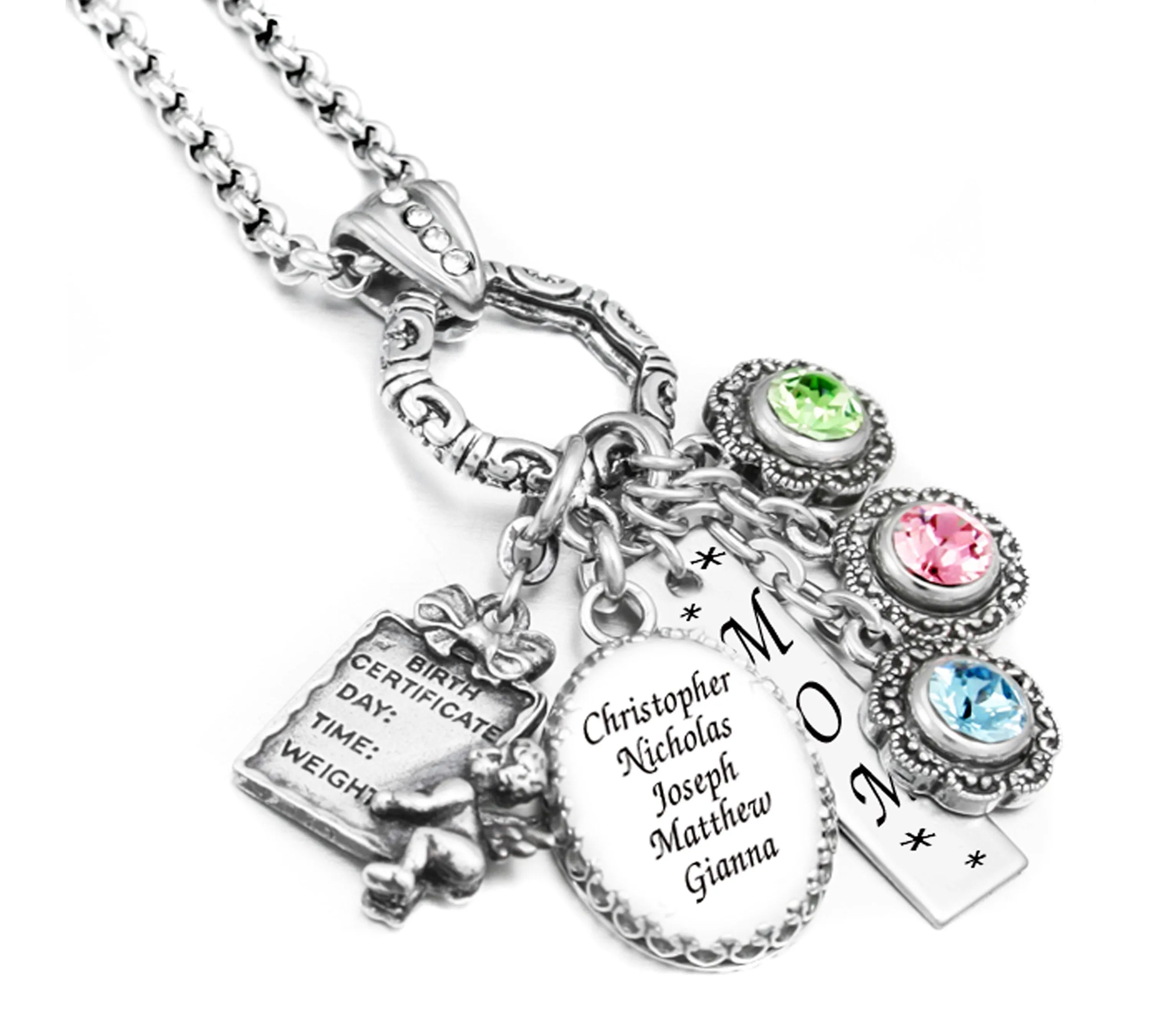 Mother's or Grandmother's Birthstone Necklace