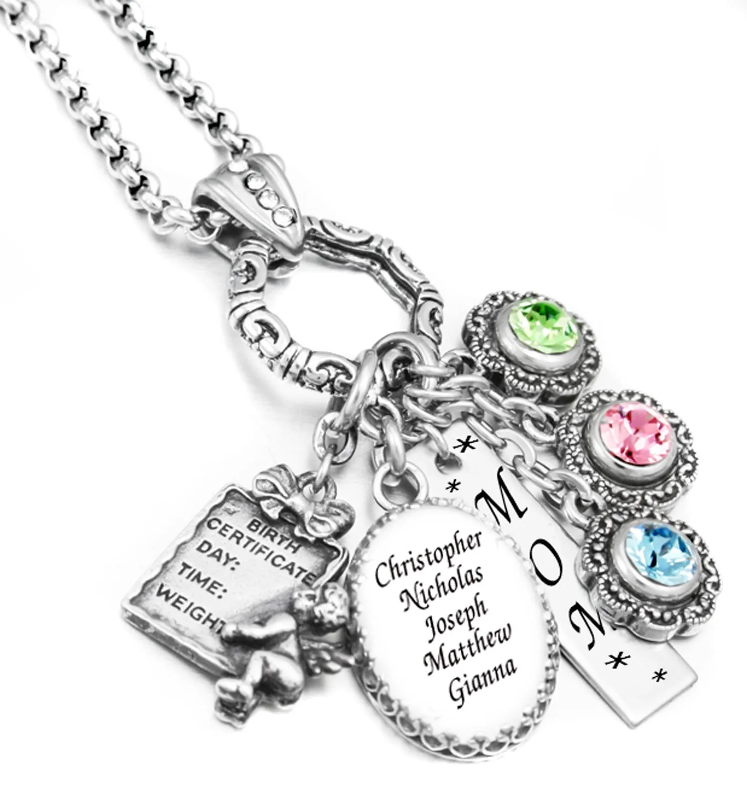 Mother's or Grandmother's Birthstone Necklace