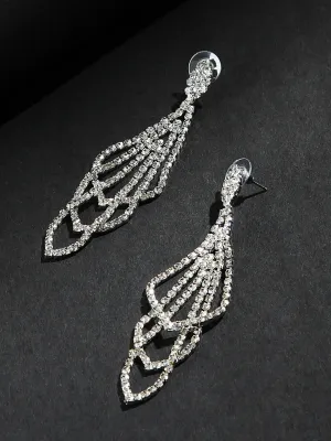 Multi Layered Silver Studded Earrings