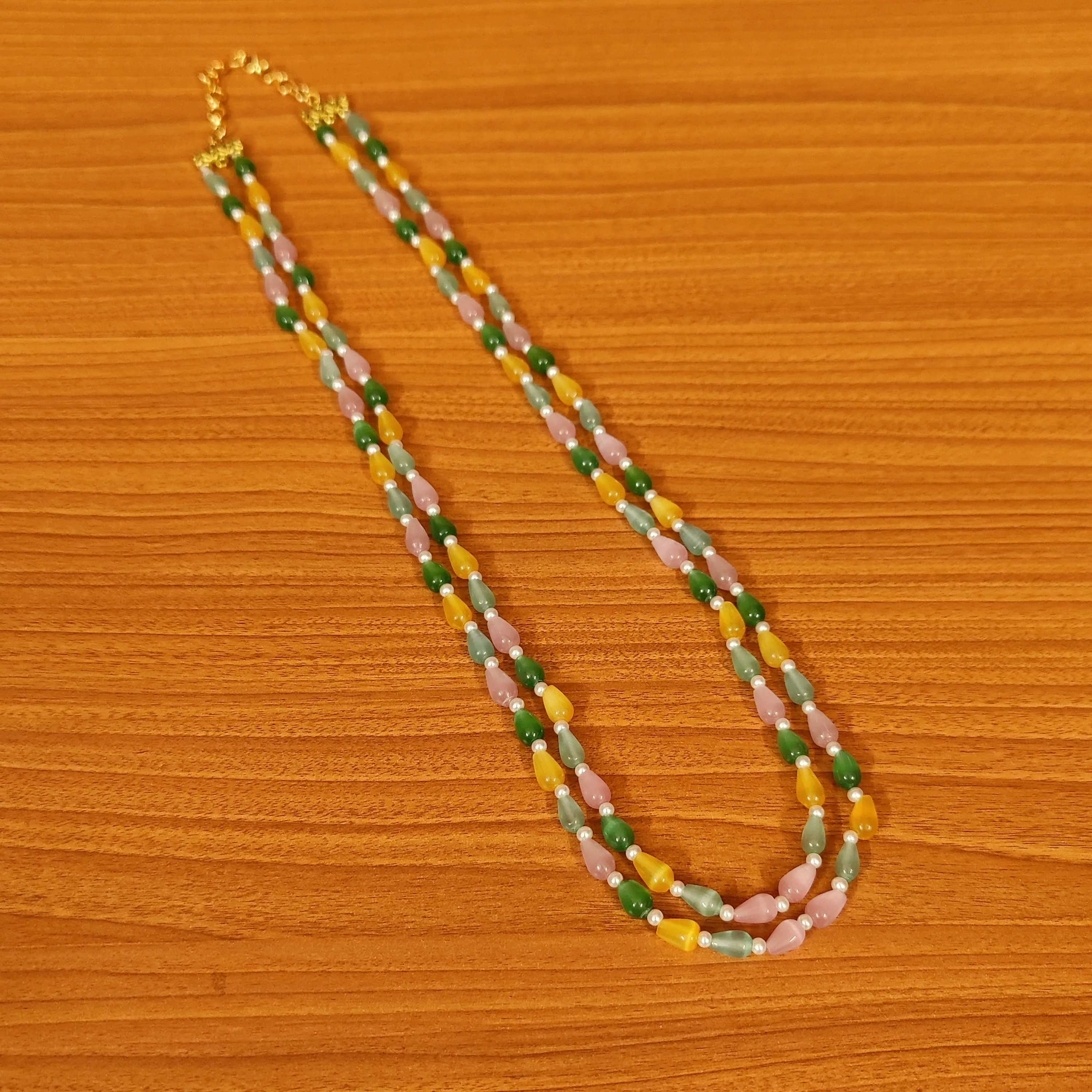 MULTICOLOUR MONALISA BEADS 2 LAYERED NECKLACE