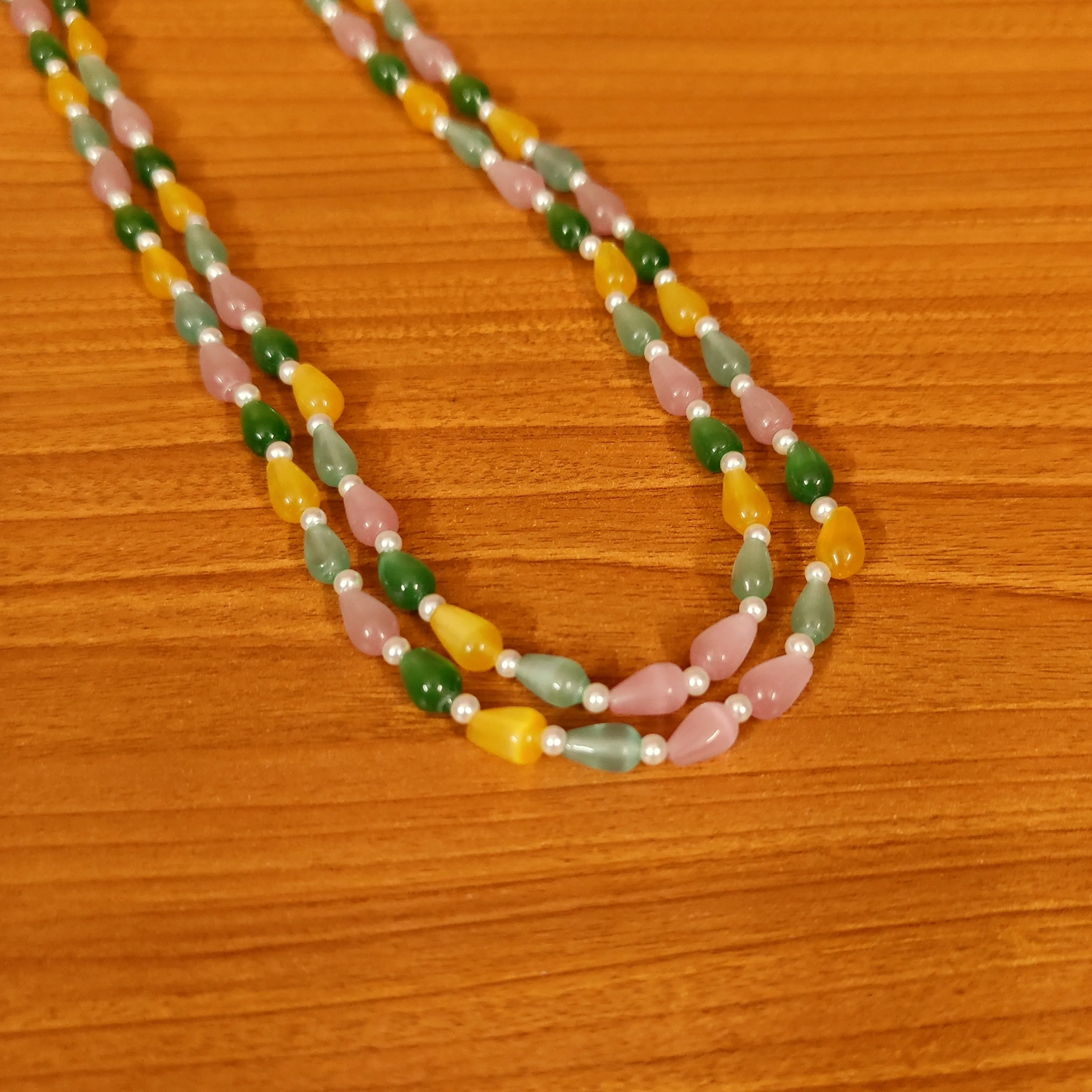 MULTICOLOUR MONALISA BEADS 2 LAYERED NECKLACE