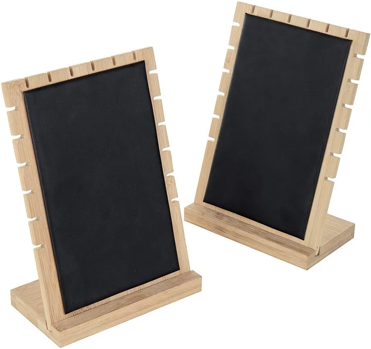 Natural Beige Wood Jewelry Display Board with Black Panel, Set of 2
