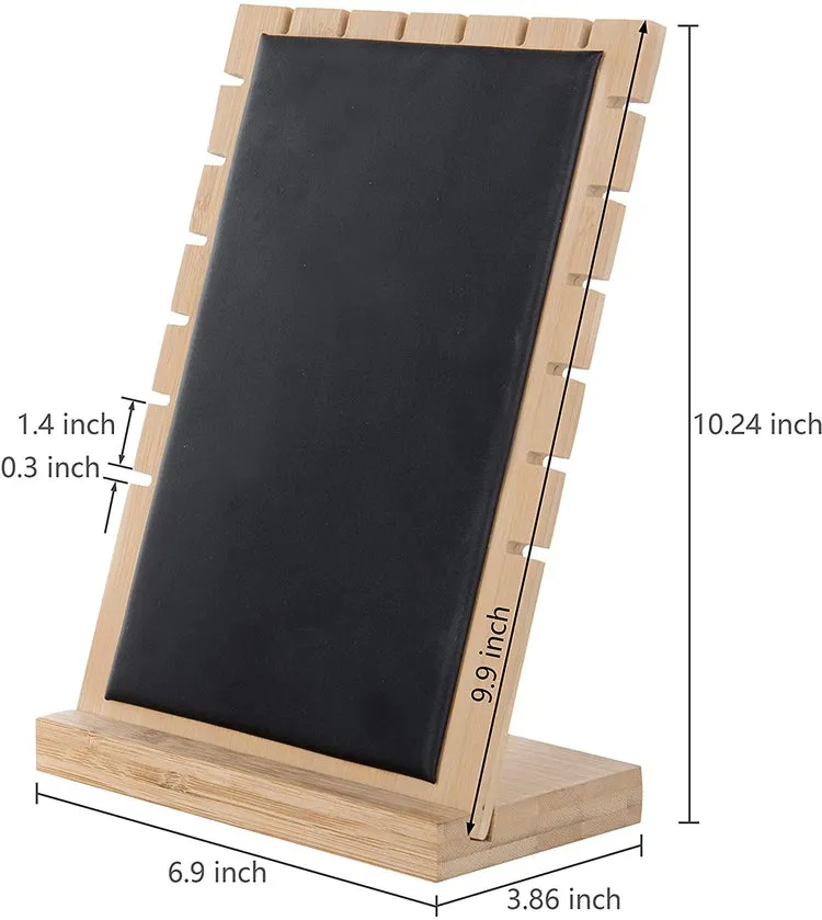 Natural Beige Wood Jewelry Display Board with Black Panel, Set of 2