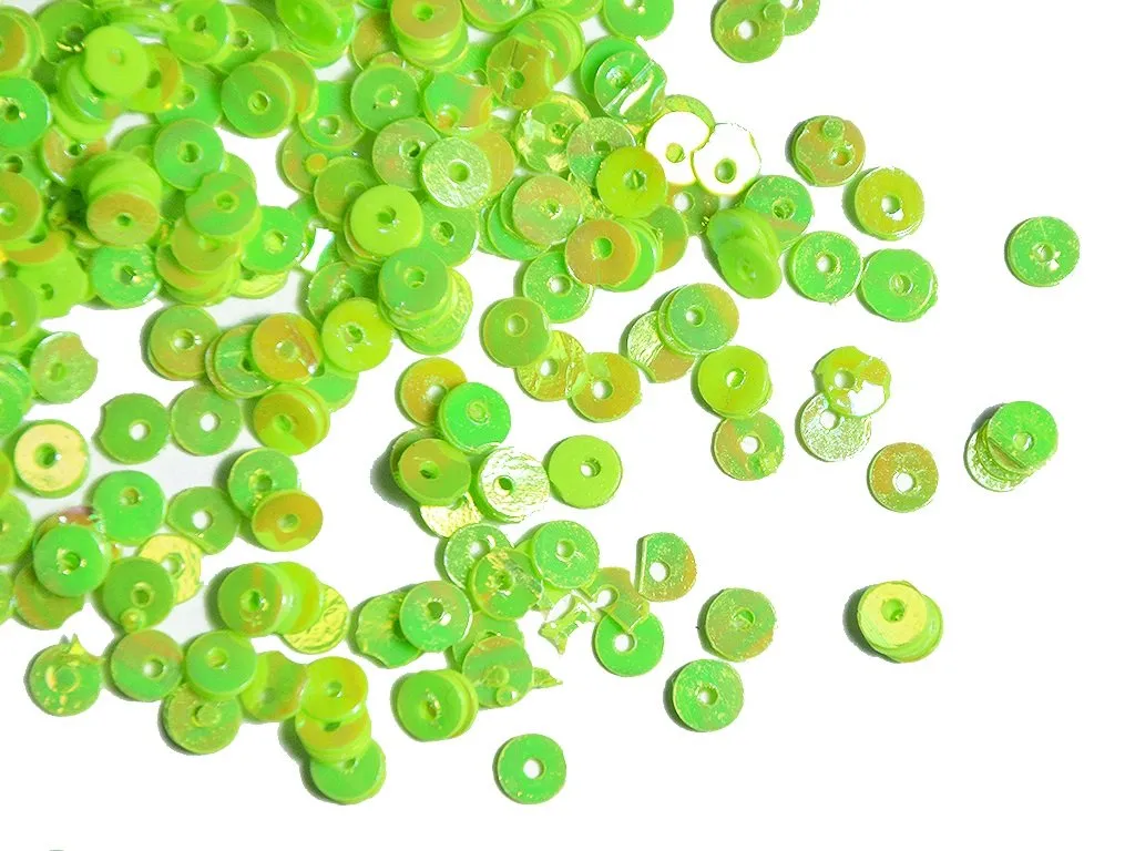 Neon Green Lustre Circular Plastic Sequins(Wholesale)