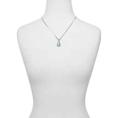 New - Kendra Scott Sami Herringbone Rhodium Over Brass Amazonite Statement Necklace - Amazonite