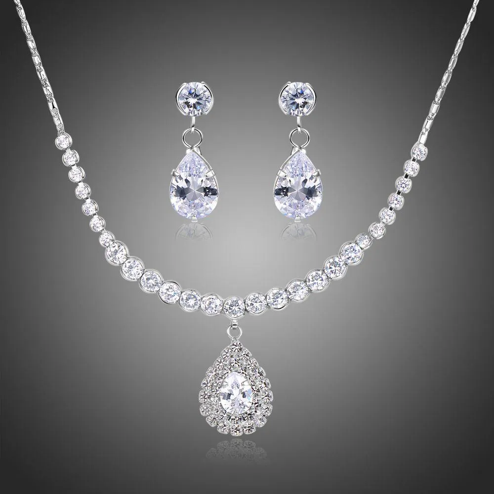 Nigerian Water Drop Cubic Zirconia Wedding Jewelry Set