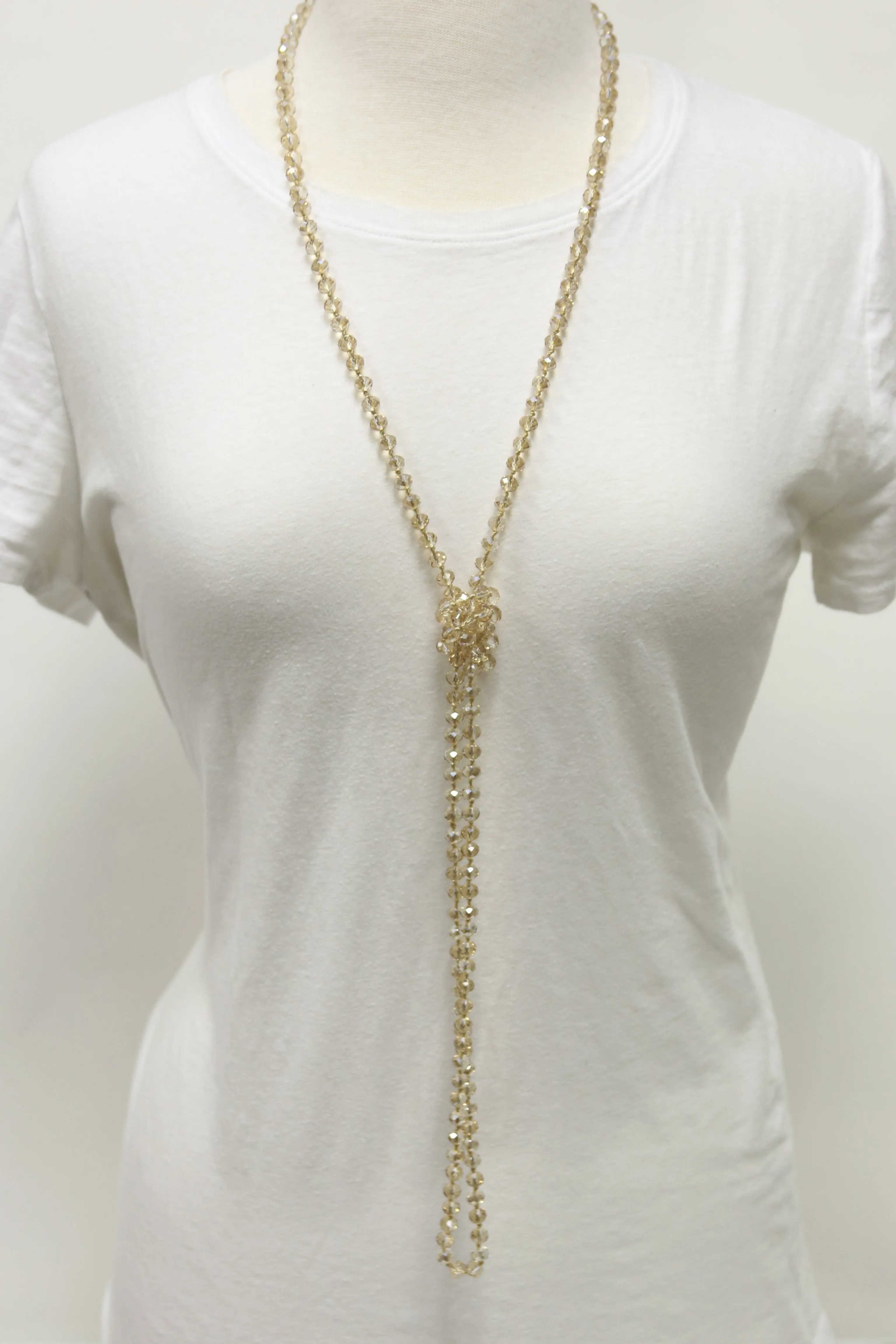 NK-2244 GOLD 60 hand knotted glass bead necklace
