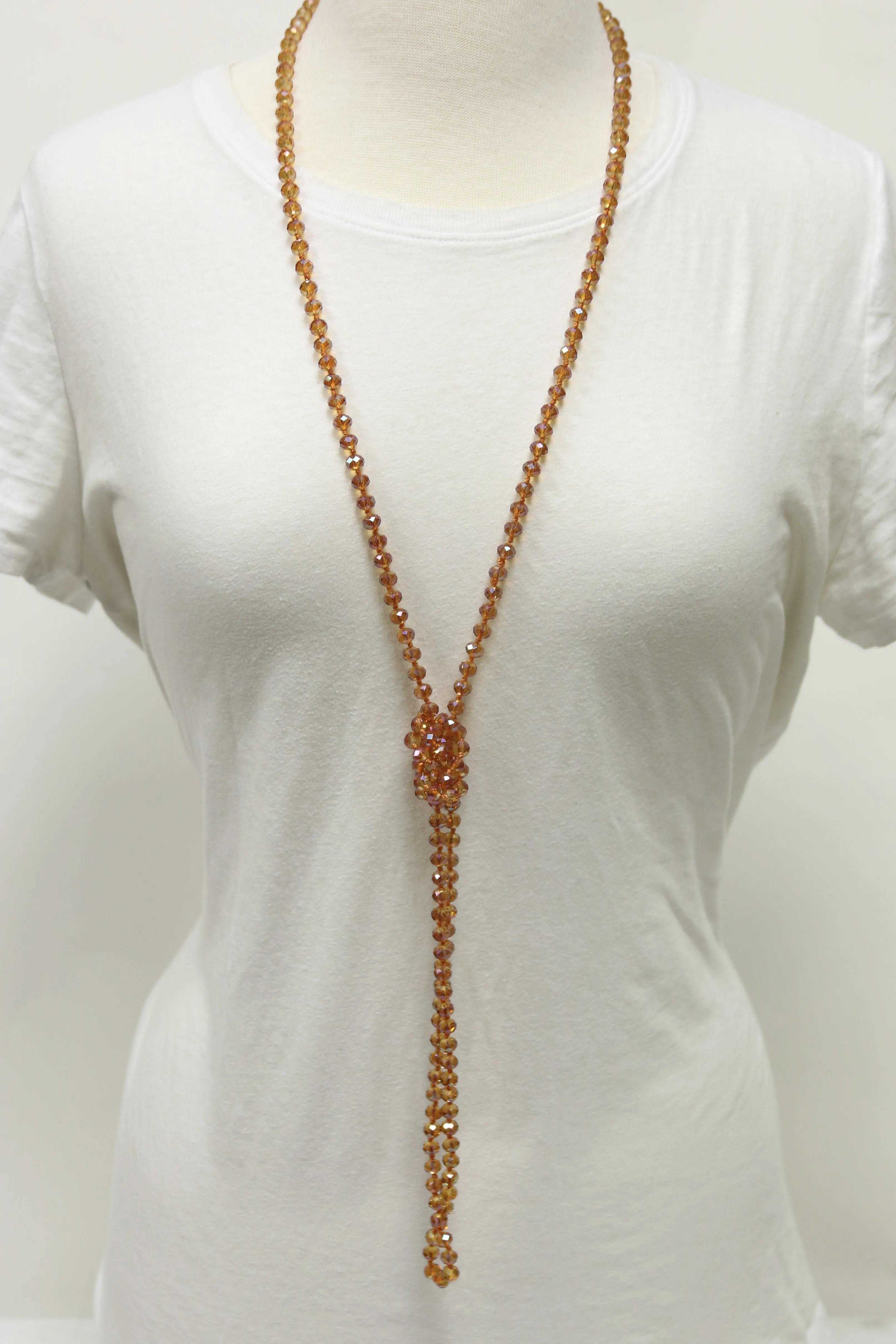 NK-2244 IRI RUST 60" hand knotted glass bead necklace