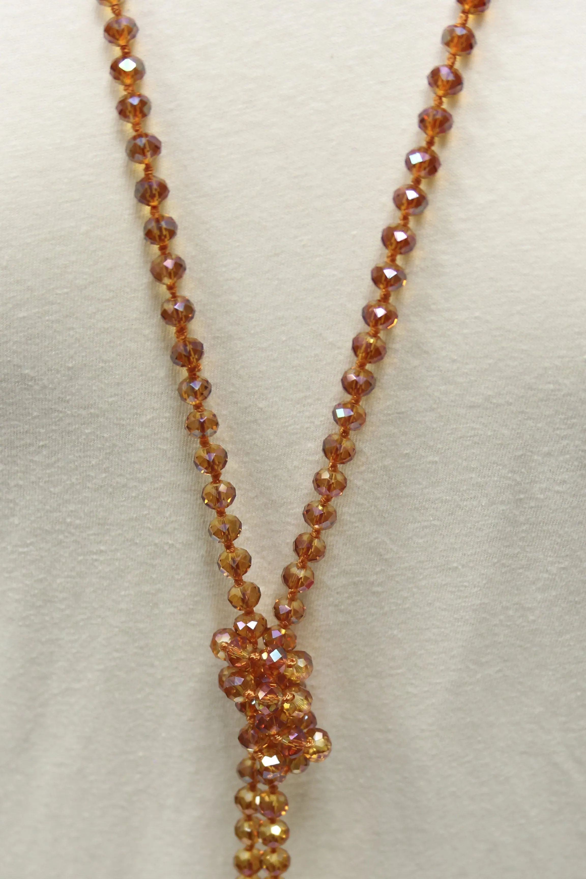 NK-2244 IRI RUST 60" hand knotted glass bead necklace