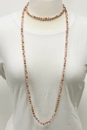NK-2244 PINK 2-TONE 60" hand knotted glass bead necklace