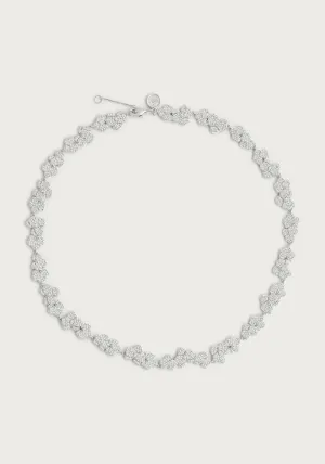 Orchid White Pavé Necklace, Silver