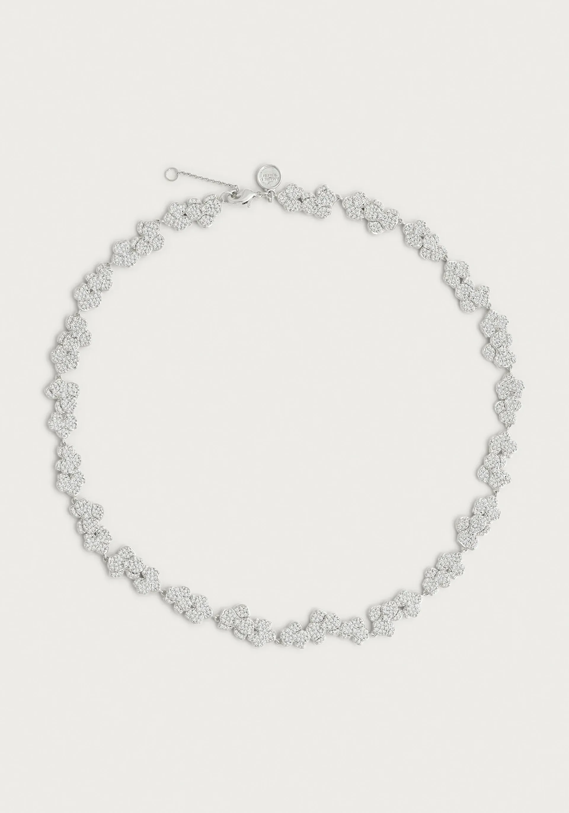 Orchid White Pavé Necklace, Silver