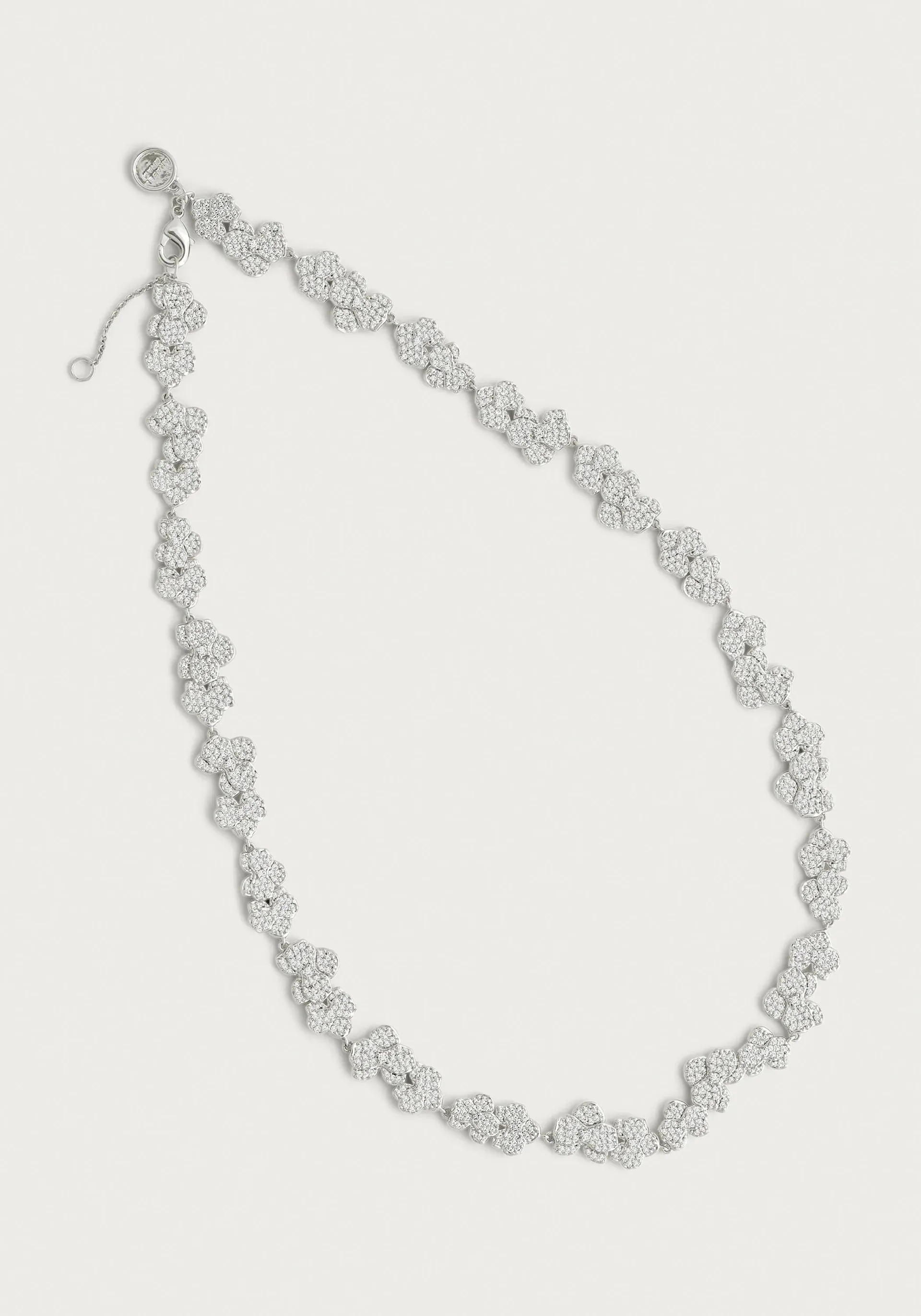 Orchid White Pavé Necklace, Silver