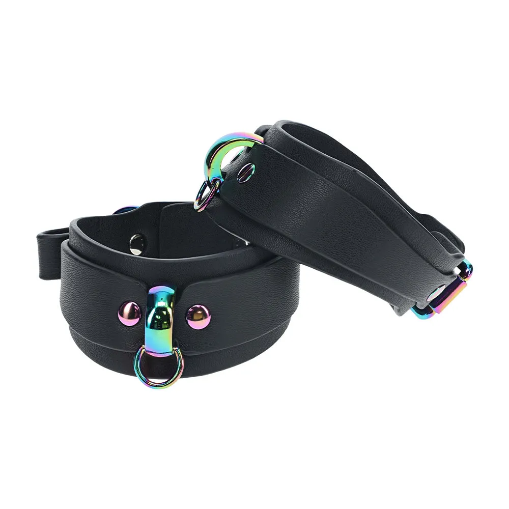 Ouch! Venice Faux Leather & Rainbow Neochrome Ankle Cuffs