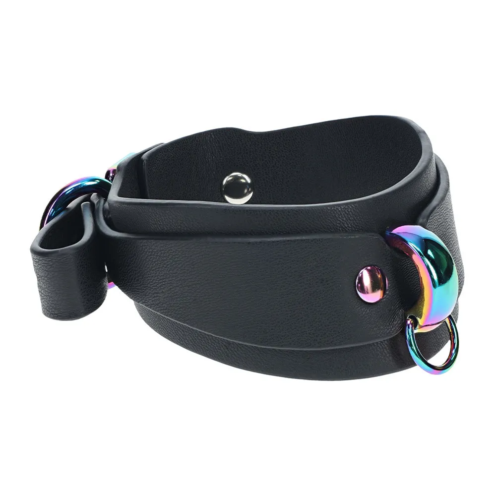 Ouch! Venice Faux Leather & Rainbow Neochrome Ankle Cuffs