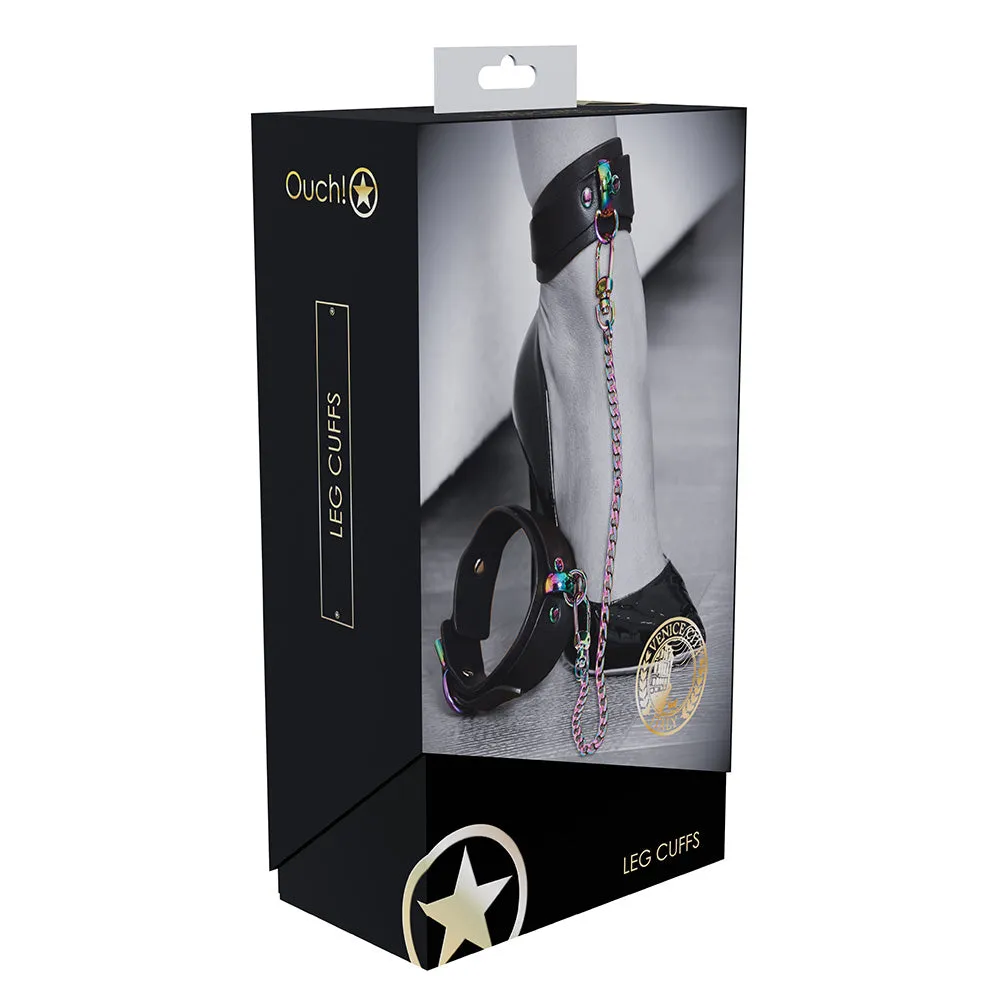 Ouch! Venice Faux Leather & Rainbow Neochrome Ankle Cuffs