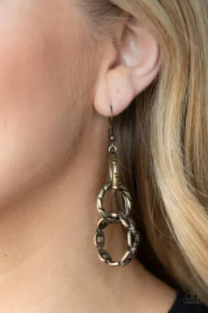 Paparazzi Earring ~ Shameless Shine - Brass