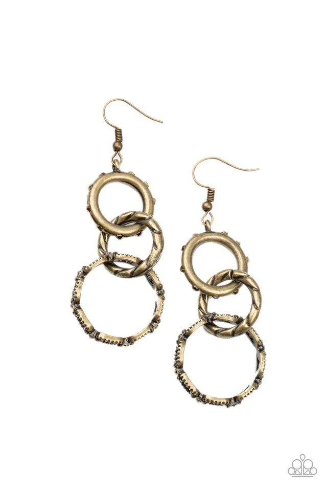 Paparazzi Earring ~ Shameless Shine - Brass
