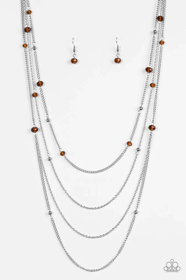 Paparazzi Necklace ~ On The Front SHINE - Brown