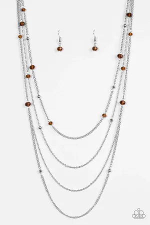 Paparazzi Necklace ~ On The Front SHINE - Brown