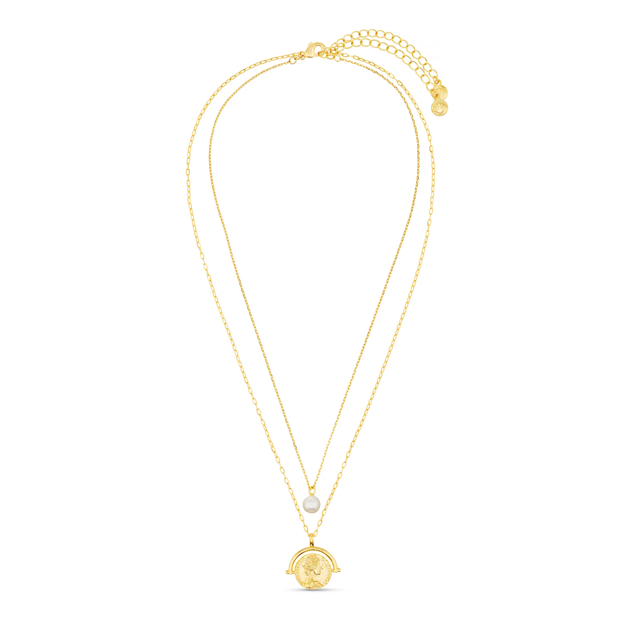 Pearl & Medallion 2-Row Necklace