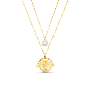 Pearl & Medallion 2-Row Necklace