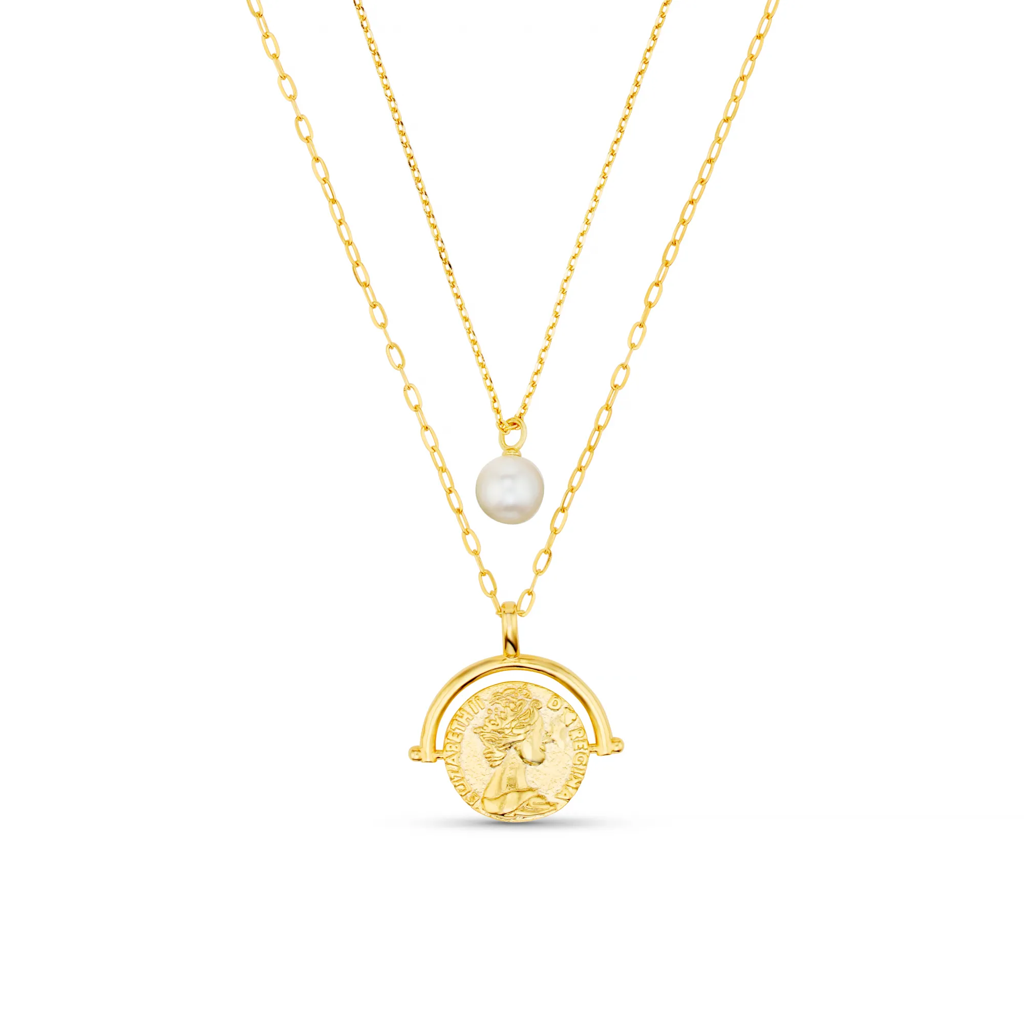 Pearl & Medallion 2-Row Necklace
