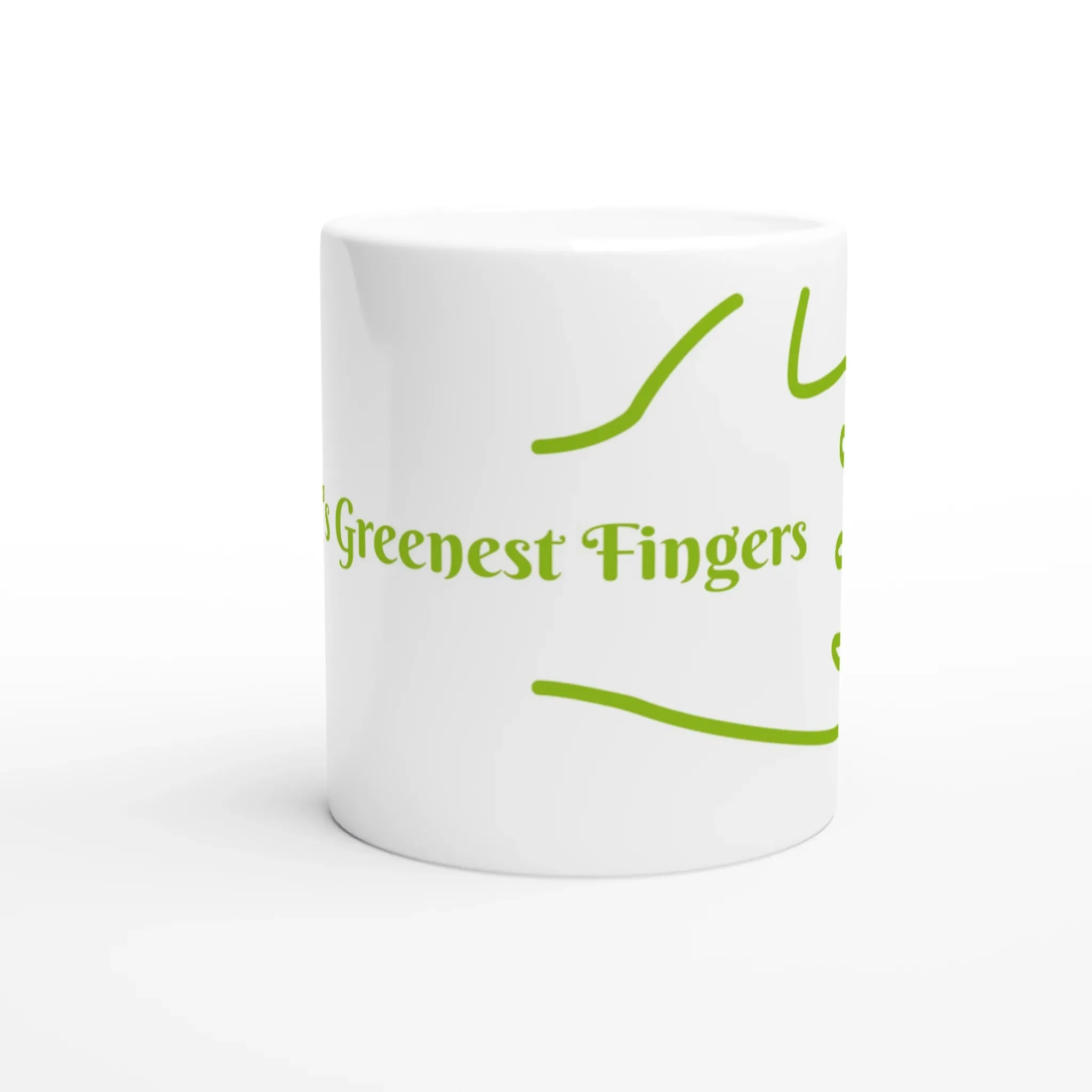 Personalisable White 11oz Ceramic Mug - World's Greenest Fingers