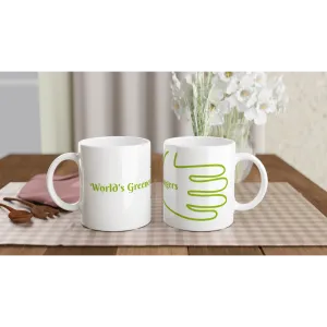 Personalisable White 11oz Ceramic Mug - World's Greenest Fingers