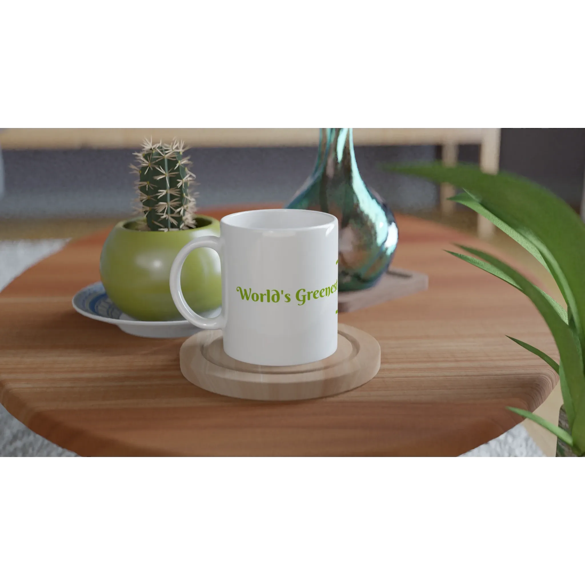 Personalisable White 11oz Ceramic Mug - World's Greenest Fingers