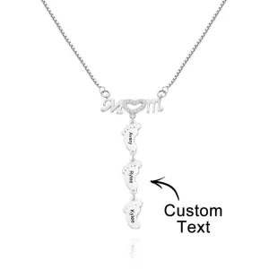 Personalised Name footprints pendant Necklace Family Feet Mother's Day Birthday Anniversary Gifts for wife Mom grandmother's garden jewelry
