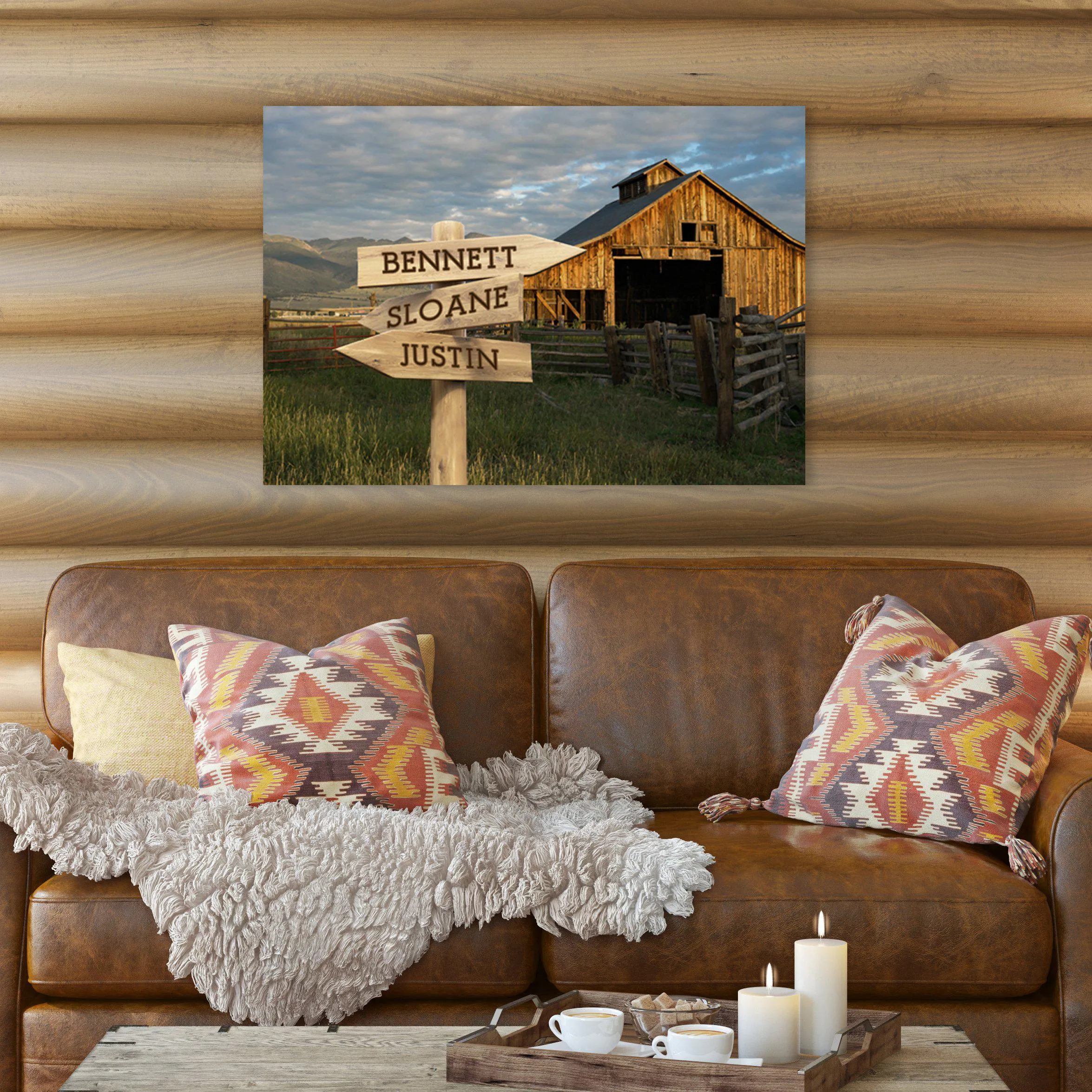 Personalized Barn Canvas Print with Family Names