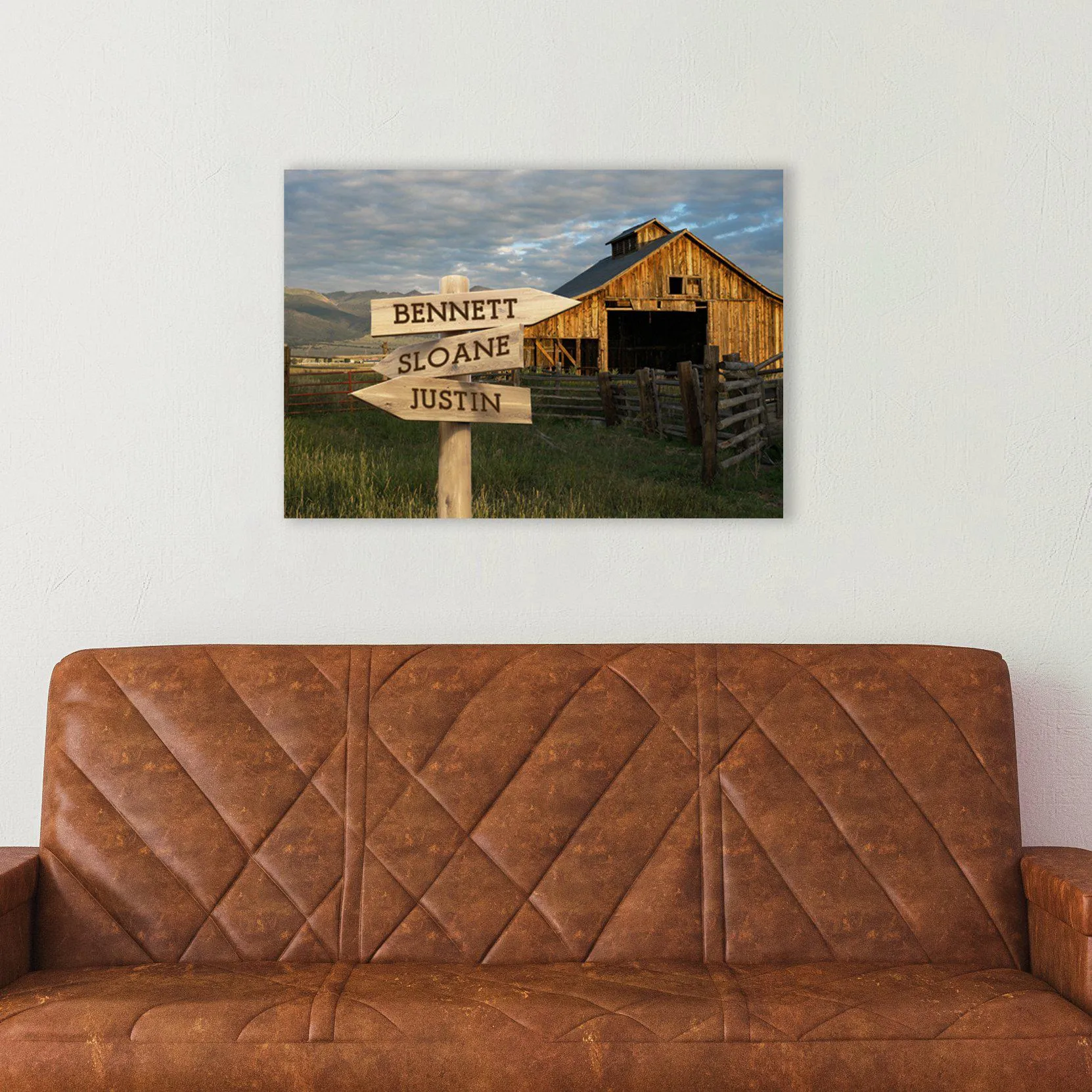 Personalized Barn Canvas Print with Family Names