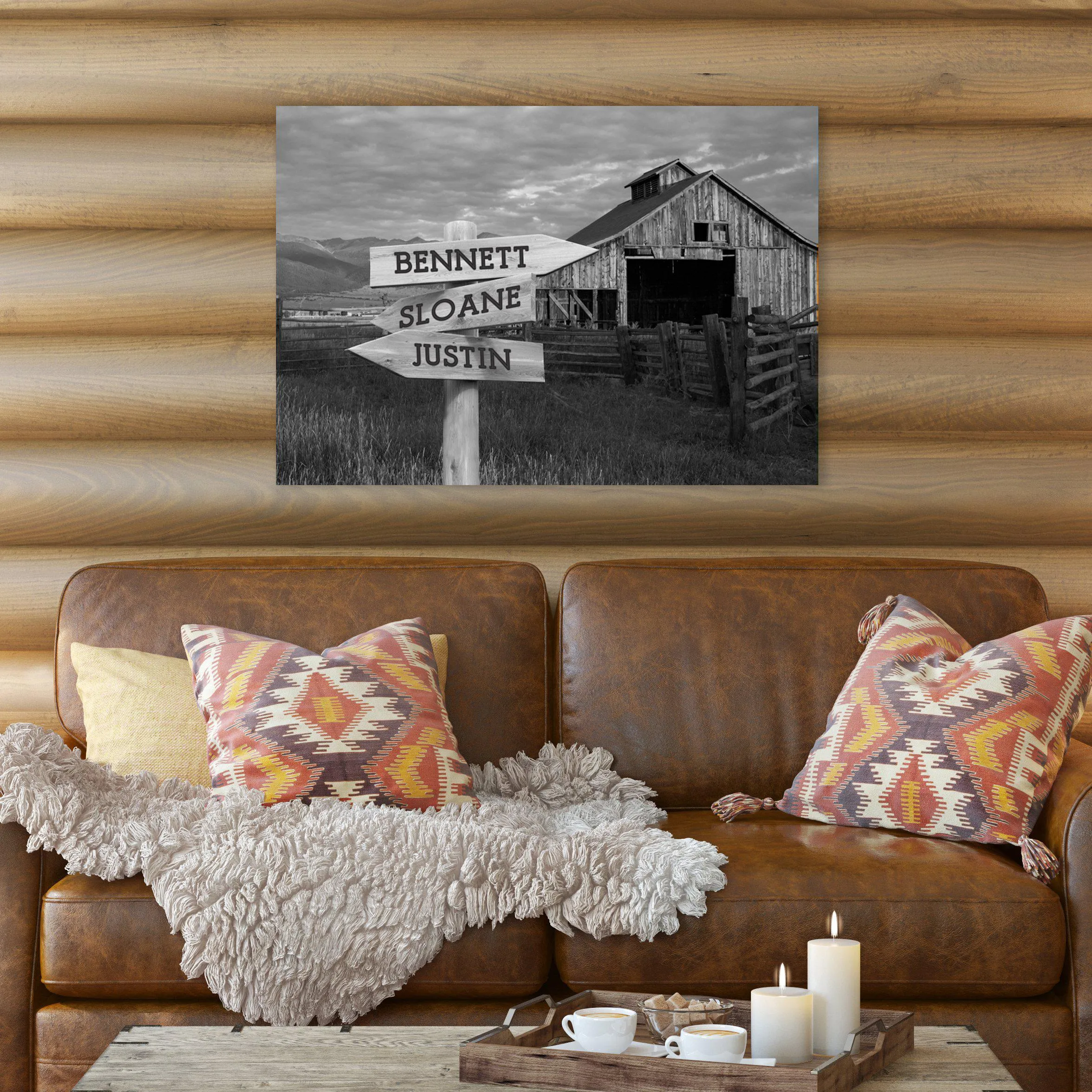 Personalized Barn Canvas Print with Family Names