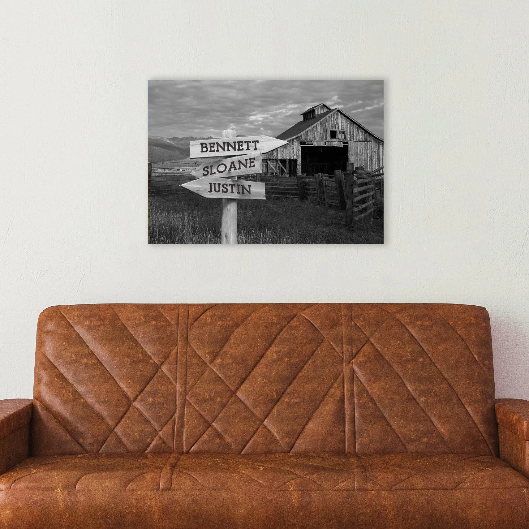 Personalized Barn Canvas Print with Family Names
