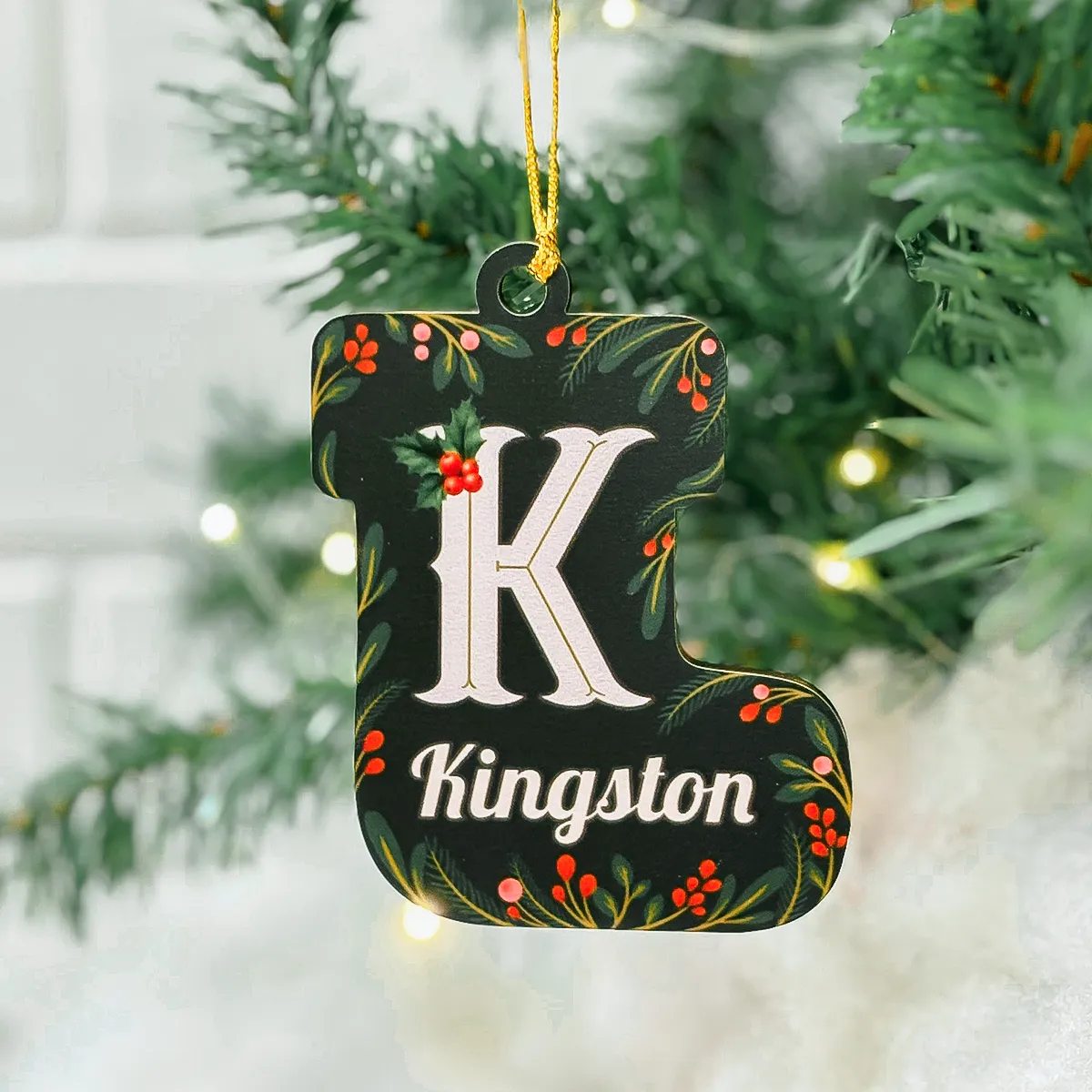 Personalized Christmas Ornament - Custom Monogram with Name Wooden Ornament, Christmas Hanging Decor Keepsake Gift for Women Men Friends Family