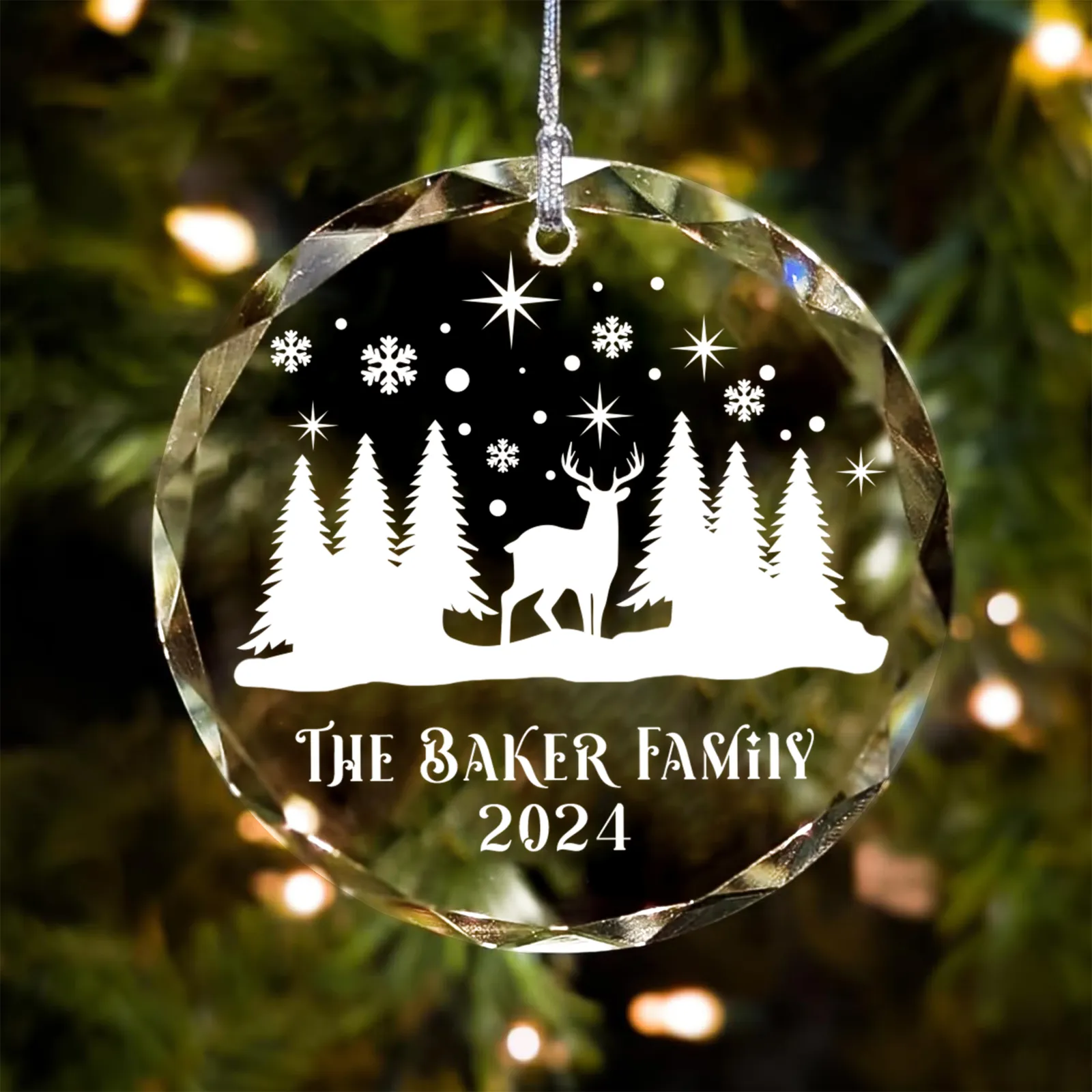 Personalized Family Christmas Glass Ornaments GX02-4