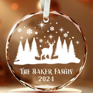 Personalized Family Christmas Glass Ornaments GX02-4