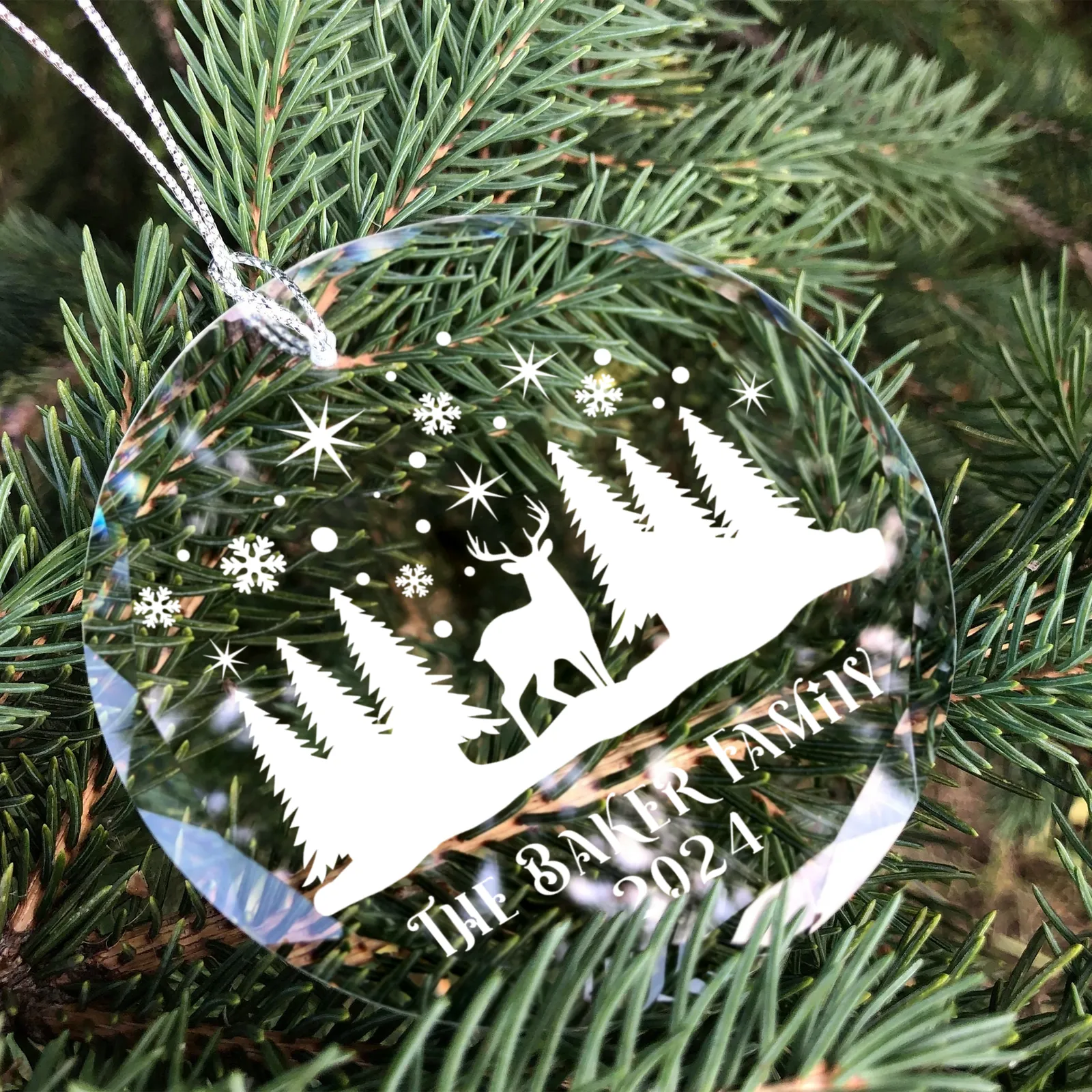 Personalized Family Christmas Glass Ornaments GX02-4